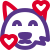 Hearts revolving around wild fox face emoticon icon