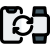 Smartphone syncing with watch loop arrows logotype icon