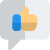 Like and comment on social media with thumbs up on speech bubble icon