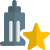 Stared tall tower building isolated on a white background icon