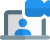 Video call on protable laptop over a web messenger icon