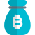 Bitcoin cashback offer concept of sack bag with logo icon