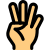 Four fingers hand gesture with front of the hand icon