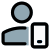 Classic user using web messenger on a smartphone icon