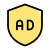 Online privacy protection ads with shield badge icon