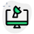 Satellite television on a desktop computer isolated on a white background icon