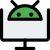 Computer connected Android software isolated on a white background icon