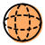Three-dimensional round shape figure with hidden lines icon