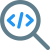 Search programming software with magnification glass logotype icon