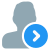 Single user with right direction arrow layout icon