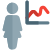 Bar graph chart of the businesswoman sharing the graph icon