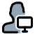 Single man user using a monitor for real time feedback icon