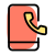 Mobile phone with with hand receiver layout icon