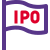 Flagship ipo of company waving in stock market icon