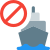 Blocked sign for ship regular delivery route icon