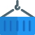 Lifting heavy container with strong support and hook icon