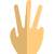 Three fingers raised hand gesture with back of the hand icon