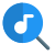 Magnifying glass Logotype for searching music online icon