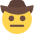 Cowboy netural face expression with brim hat icon