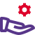 Share setting option with hand and cog symbol icon
