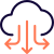 Downlink from cloud network server isolated on a white background icon