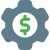 Money application management setting cog wheel logotype icon