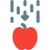 Apple with a down logo isolated on a white background icon