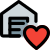 Warehouse with heart favorite shape logotype layout icon