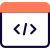 Programming and coding software on a web browser icon