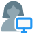 Single woman user using a monitor for real time feedback icon