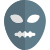 Alien Head with mouth stitched isolated on white background icon