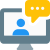 Chatting with online client chat conversation on desktop icon