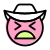 Uncomfortable cowboy emoticon facial expression with hat icon