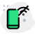 Mobile phone with no wifi or signal unavailable logotype icon