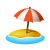praia com guarda-chuva icon