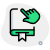 Hand finger cursor over a digital book isolated on a white background icon
