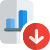 Bar chart report download down symbol isolated on white background icon