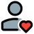 Favorite classic user profile picture with heart logotype icon