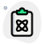 Planning on atomic, chain reaction on clipboard icon