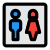 Visiting room with couples on stickman logotype icon