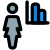 Line chart of the businesswoman with sales graph icon