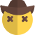 Cowboy with hat eyes crossed resembling dead emoji icon