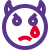 Devil face with horns emoji crying with tears icon
