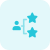 Star rating divided and shared with business user icon