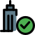 Tall tower building verified security check system icon