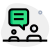 Discussion over company sales records by co-workers via messenger icon