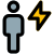 Employee with a flash layout isolated on a white background icon