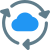 Data syncing of a cloud server isolated on a white background icon