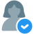 Check mark on a natural user for authentication and approval icon