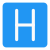 Helicopter signal with alphabet H on a roof top icon